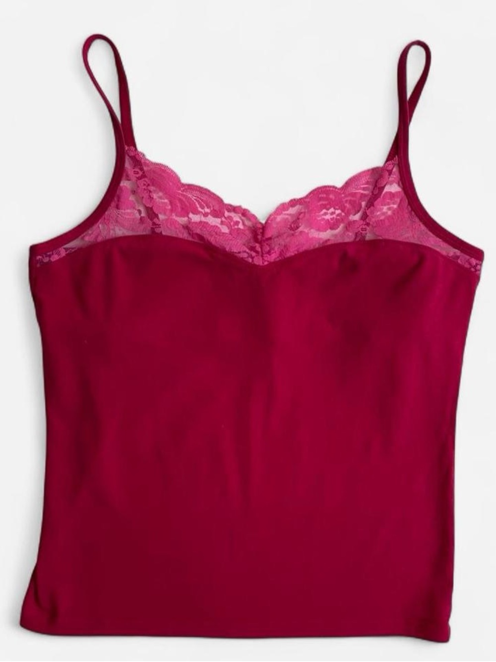 Vintage Y2K hot pink cami top w/lace